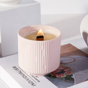 Striped Ceramic Scented Candle