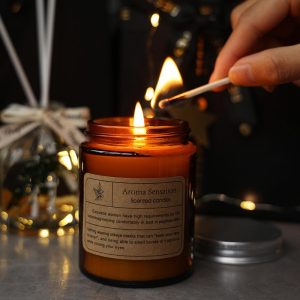 Christmas Aromatherapy Gift Set Vintage Amber Scented Candle