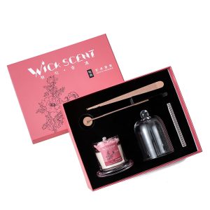 Advanced Rose Scented Candle Set Gift Handmade flower shape Candle fragrance with glass cover decoration Essential oil Gift Valentine's Day gift box