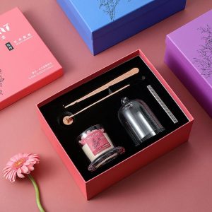 Advanced Rose Scented Candle Set Gift Handmade flower shape Candle fragrance with glass cover decoration Essential oil Gift Valentine's Day gift box