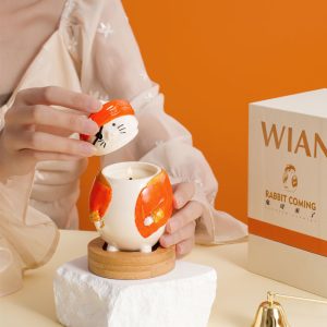 Creative Rogue Rabbit Aromatherapy candle Gift box Advanced ceramic cup Aromatherapy essential oil candle whimsical decoration,