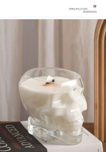 Glass Skull scented Candle Personality Fun wood chip candle wick