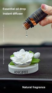 Gardenia Car Fragrance Diffuser Creative Plaster Sculpture Flower Car Fragrance Stone Decoration