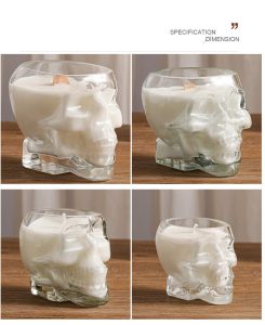 Glass Skull scented Candle Personality Fun wood chip candle wick