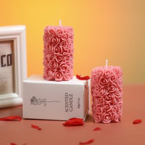 Rose Column Shape Aromatherapy Candle Carved Shape Candle Flower Ball Fragrance