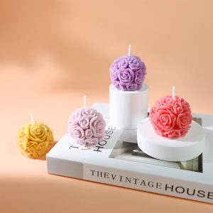 Rose Column Shape Aromatherapy Candle Carved Shape Candle Flower Ball Fragrance