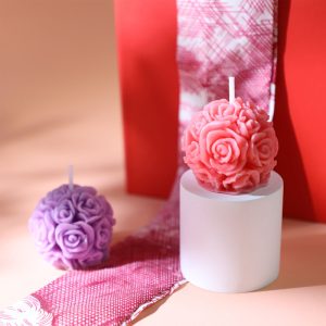 Rose Column Shape Aromatherapy Candle Carved Shape Candle Flower Ball Fragrance