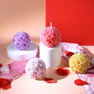 Rose Column Shape Aromatherapy Candle Carved Shape Candle Flower Ball Fragrance