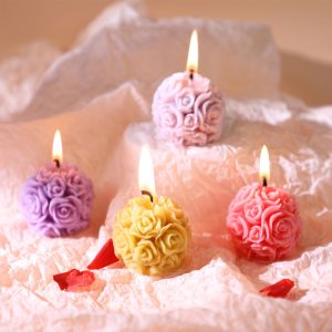 Rose Column Shape Aromatherapy Candle Carved Shape Candle Flower Ball Fragrance